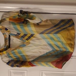 DVF Fun, chic multi-colored silk  blouse size 2